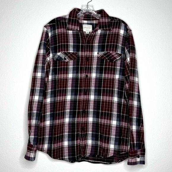 American Eagle Outfitters Other - American Eagle Burgundy Plaid Thick Flannel Long Sleeve Button‎ Up Shirt Size M